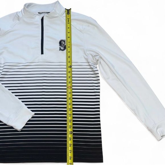 Levelwear White and Black Striped Quarter-Zip Pullover Medium - Picture 4 of 8